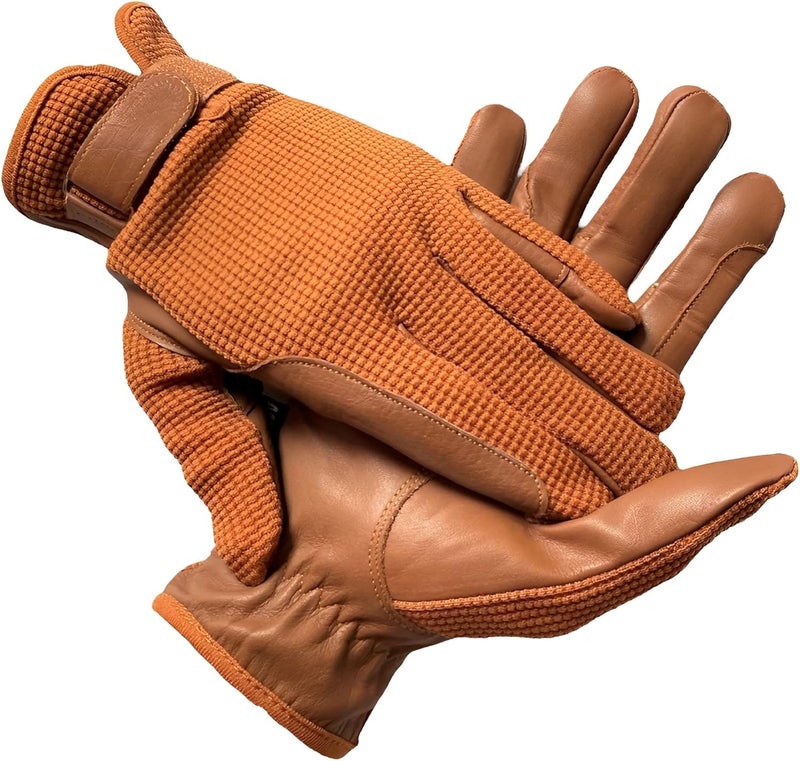 MUSTANG Gents Horse Riding Men Gloves Equestrian Real Leather & Cotton Premium Quality in TAN - Image 1
